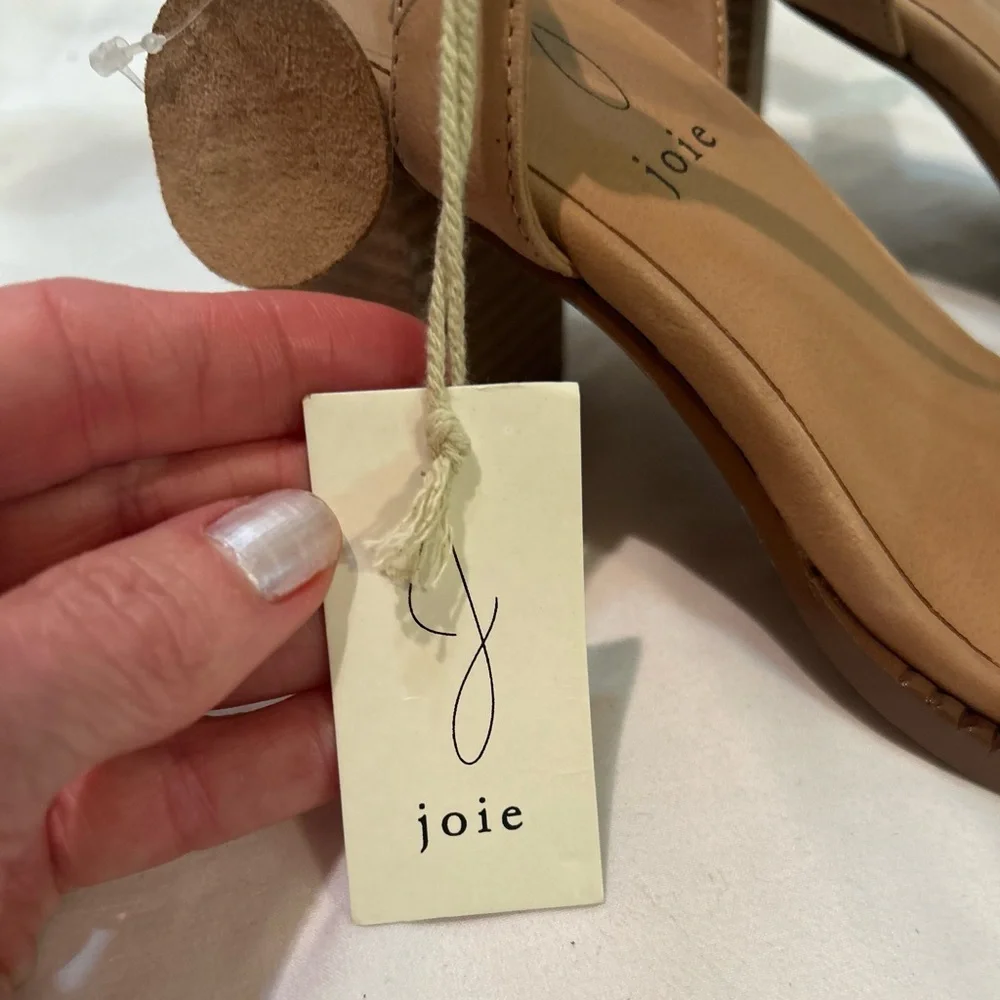 Joie Beige Block Heel Adjustable Buckle Strap Leather Open Toe Cushion size 8.5 - Picture 5 of 8